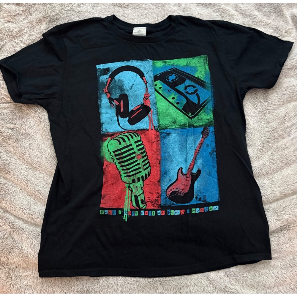 Rock and Roll Hall of Fame Museum Cleveland Graphic T-Shirt Mens Large Black L